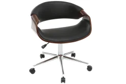 Miliboo Design-Bürostuhl PU Schwarz und Nussbaum ARAMIS* Bürostühle|Bürostuhl Zum Kleinen Preis