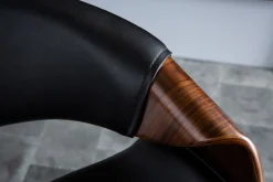 Miliboo Design-Bürostuhl PU Schwarz und Nussbaum ARAMIS* Bürostühle|Bürostuhl Zum Kleinen Preis