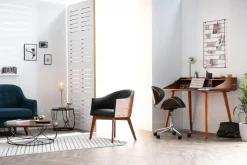 Miliboo Design-Bürostuhl PU Schwarz und helles Holz WALNUT* Bürostühle|Bürostuhl Zum Kleinen Preis