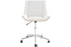 Miliboo Design-Bürostuhl PU Weiß und Helles Holz MELKIOR* Bürostühle|Bürostuhl Zum Kleinen Preis