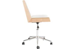 Miliboo Design-Bürostuhl PU Weiß und Helles Holz MELKIOR* Bürostühle|Bürostuhl Zum Kleinen Preis