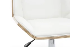 Miliboo Design-Bürostuhl PU Weiß und Helles Holz MELKIOR* Bürostühle|Bürostuhl Zum Kleinen Preis