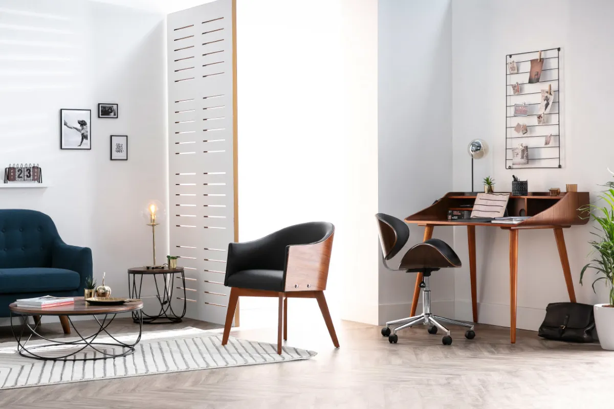 Miliboo Design-Bürostuhl Schwarz und Holz WALNUT* Bürostühle|Bürostuhl Zum Kleinen Preis