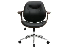 Miliboo Design-Bürostuhl Schwarz und dunkles Holz YORKE* Bürostühle|Bürostuhl Zum Kleinen Preis