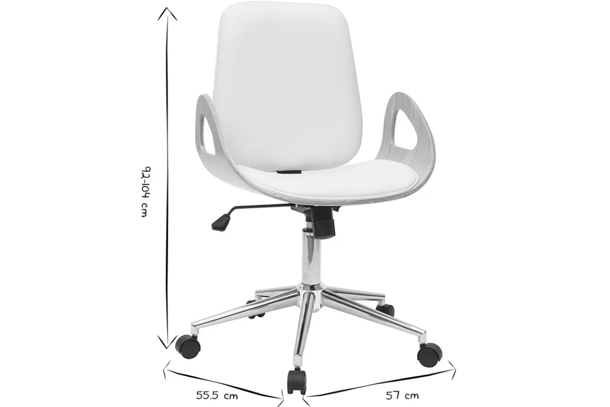 Miliboo Design-Bürostuhl weiß und helles Holz GLORY* Bürostühle|Bürostuhl Zum Kleinen Preis