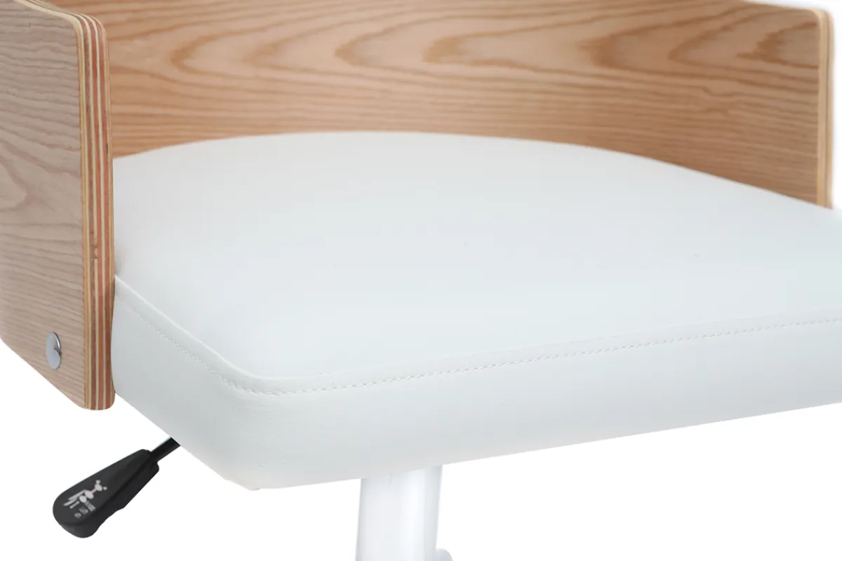 Miliboo Design-Bürostuhl weiß und helles Holz mit integriertem Kissen* Bürostühle|Bürostuhl Zum Kleinen Preis