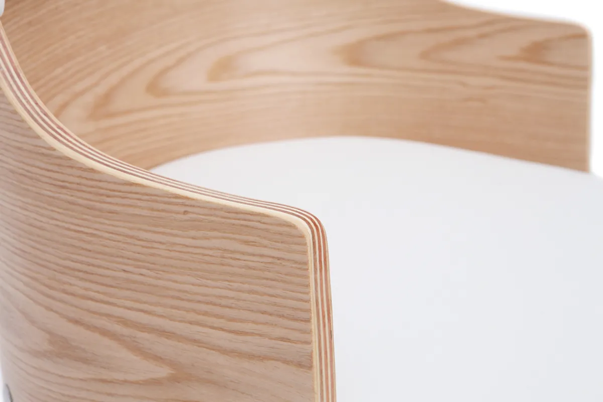 Miliboo Design-Bürostuhl weiß und helles Holz mit integriertem Kissen* Bürostühle|Bürostuhl Zum Kleinen Preis