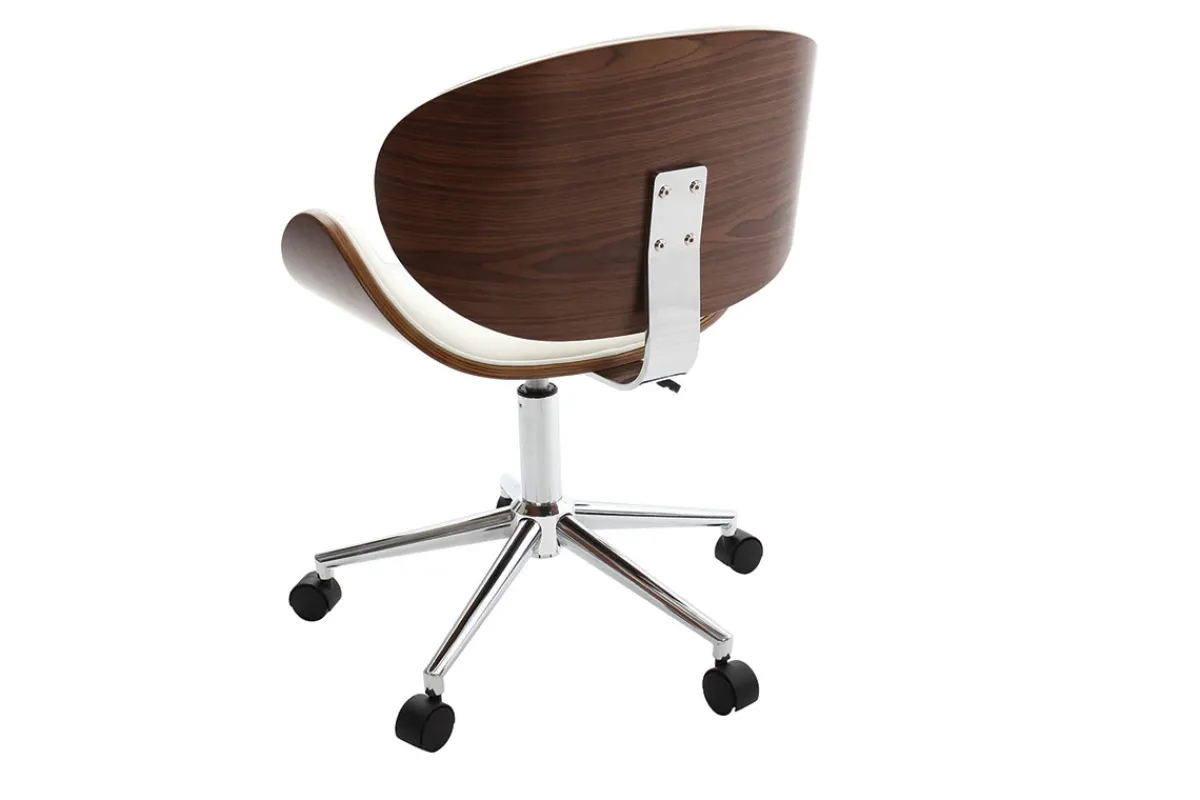 Miliboo Design-Bürostuhl Weiß und Holz WALNUT* Bürostühle|Bürostuhl Zum Kleinen Preis