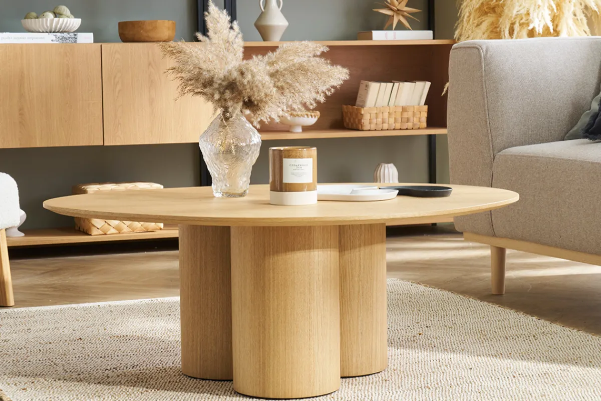 Miliboo Design-Couchtisch aus hellem Holz B100 cm HOLLEN* Couchtische