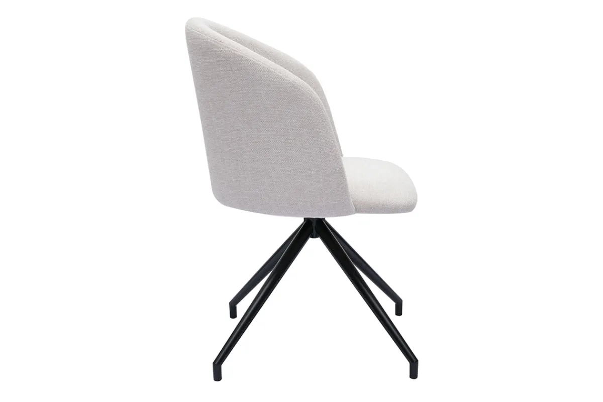 Miliboo Design-Drehstuhl 360° aus beigem strukturiertem Samteffektstoff und schwarzem Metall VANITY* Design-stühle