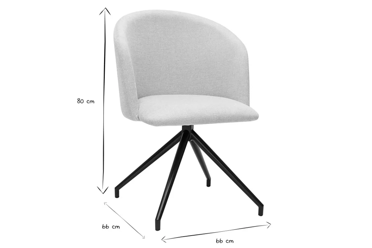 Miliboo Design-Drehstuhl 360° aus beigem strukturiertem Samteffektstoff und schwarzem Metall VANITY* Design-stühle