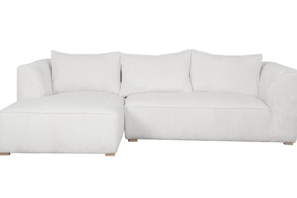 Miliboo Design-Ecksofa linksseitig aus écrufarbenem Cordstoff mit Samteffekt 3-4 Sitzer PANAM* Ecksofas