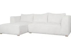 Miliboo Design-Ecksofa linksseitig aus écrufarbenem Cordstoff mit Samteffekt 3-4 Sitzer PANAM* Ecksofas