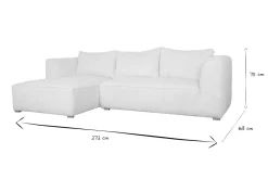 Miliboo Design-Ecksofa linksseitig aus écrufarbenem Cordstoff mit Samteffekt 3-4 Sitzer PANAM* Ecksofas