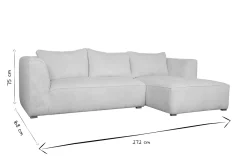 Miliboo Design-Ecksofa rechtseitig aus geripptem, écrufarbenem Samtstoff 3-4 Sitzer PANAM* Ecksofas