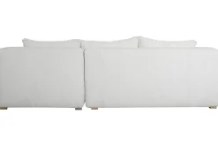 Miliboo Design-Ecksofa rechtseitig aus geripptem, écrufarbenem Samtstoff 3-4 Sitzer PANAM* Ecksofas