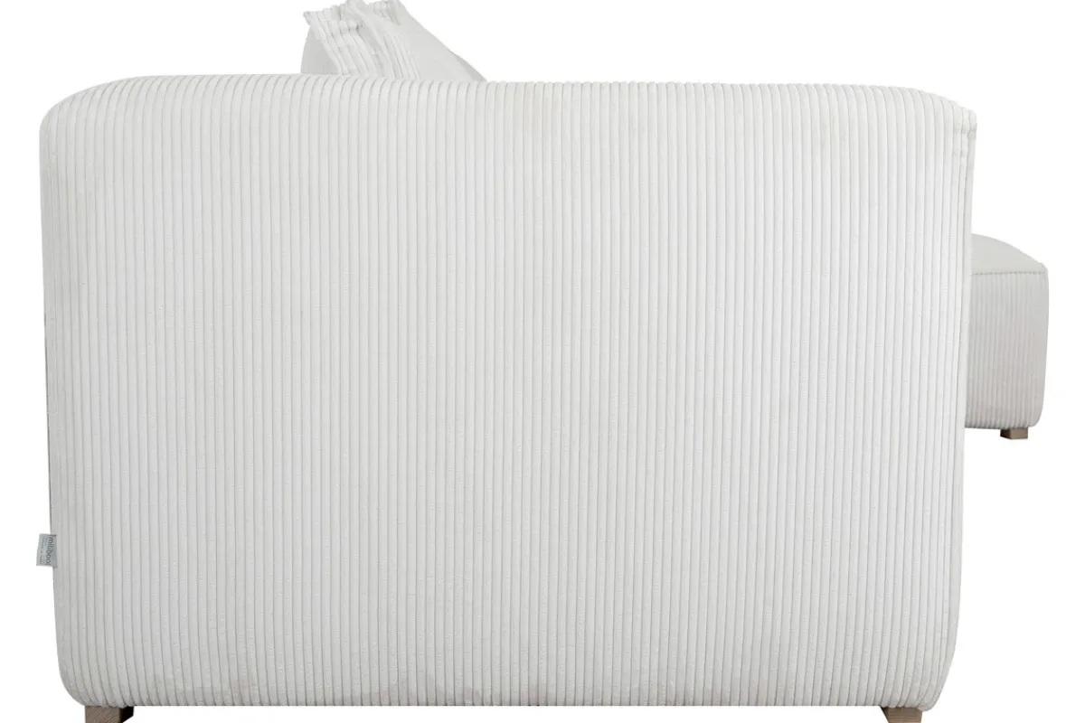 Miliboo Design-Ecksofa rechtseitig aus geripptem, écrufarbenem Samtstoff 3-4 Sitzer PANAM* Ecksofas