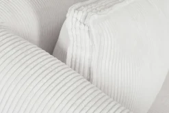 Miliboo Design-Ecksofa rechtseitig aus geripptem, écrufarbenem Samtstoff 3-4 Sitzer PANAM* Ecksofas
