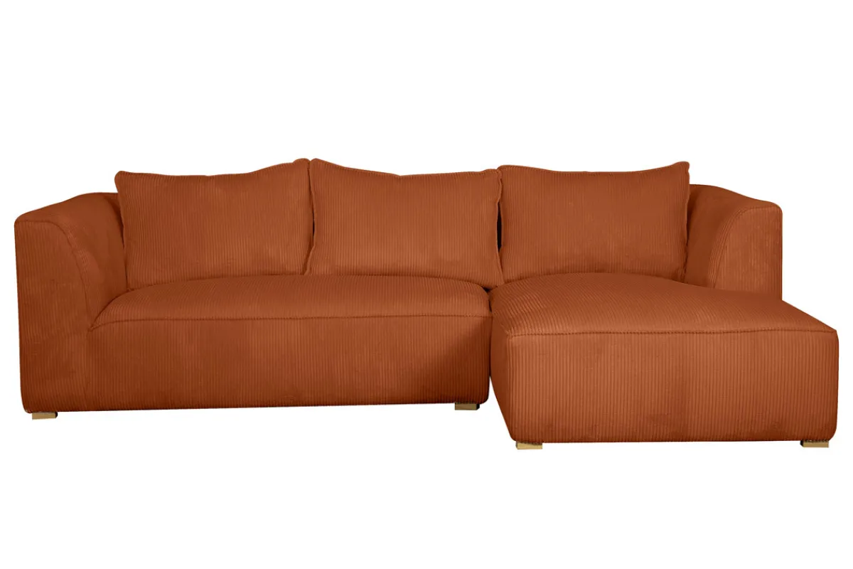 Miliboo Design-Ecksofa rechtseitig aus écrufarbenem Cordstoff aus Samteffekt 3-4 Sitzer PANAM* Ecksofas