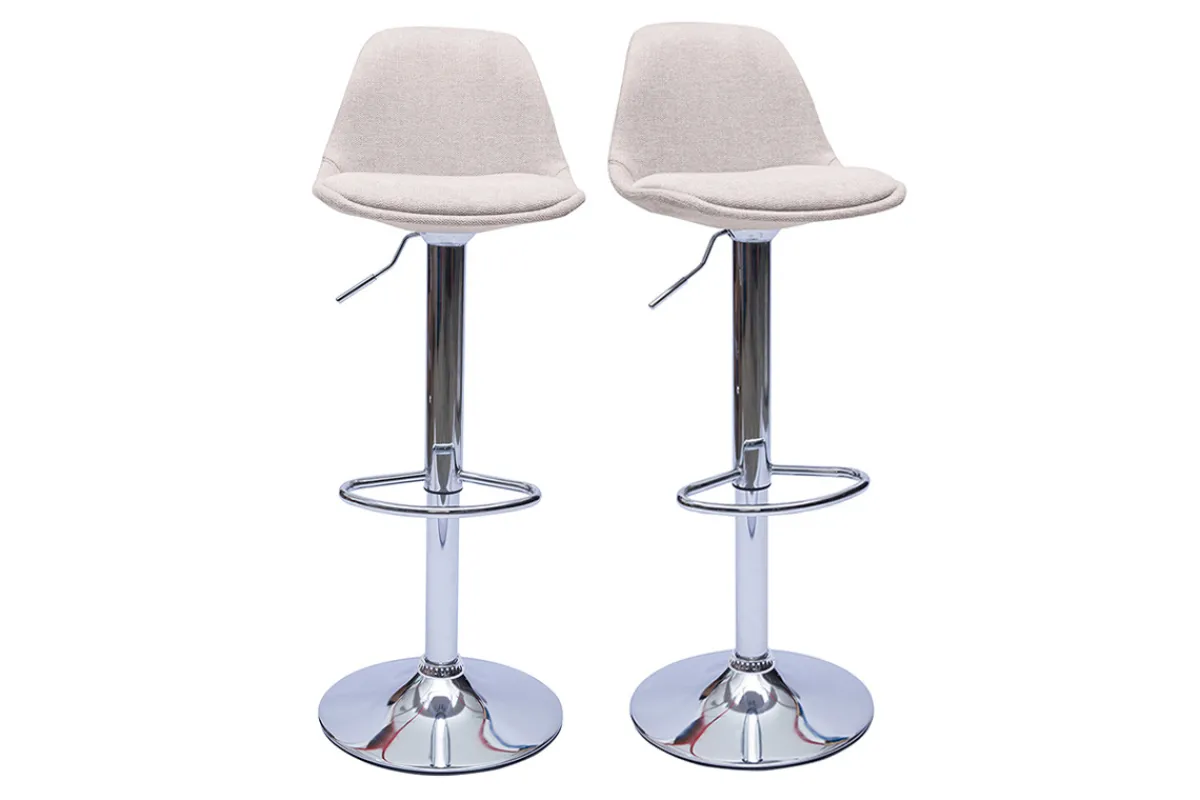 Miliboo Designer-Barhocker aus beigem samtigem Stoff im 2er-Set STEEVY* Barhocker