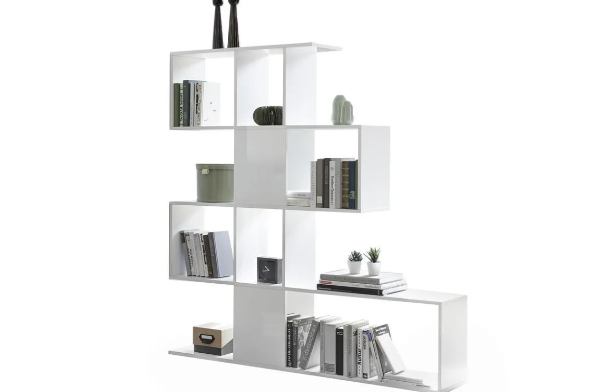 Miliboo Designer-Bücherregal und Trennwand glänzend weiß lackiert H147 cm COMO* Bücherregale|Bücherregale