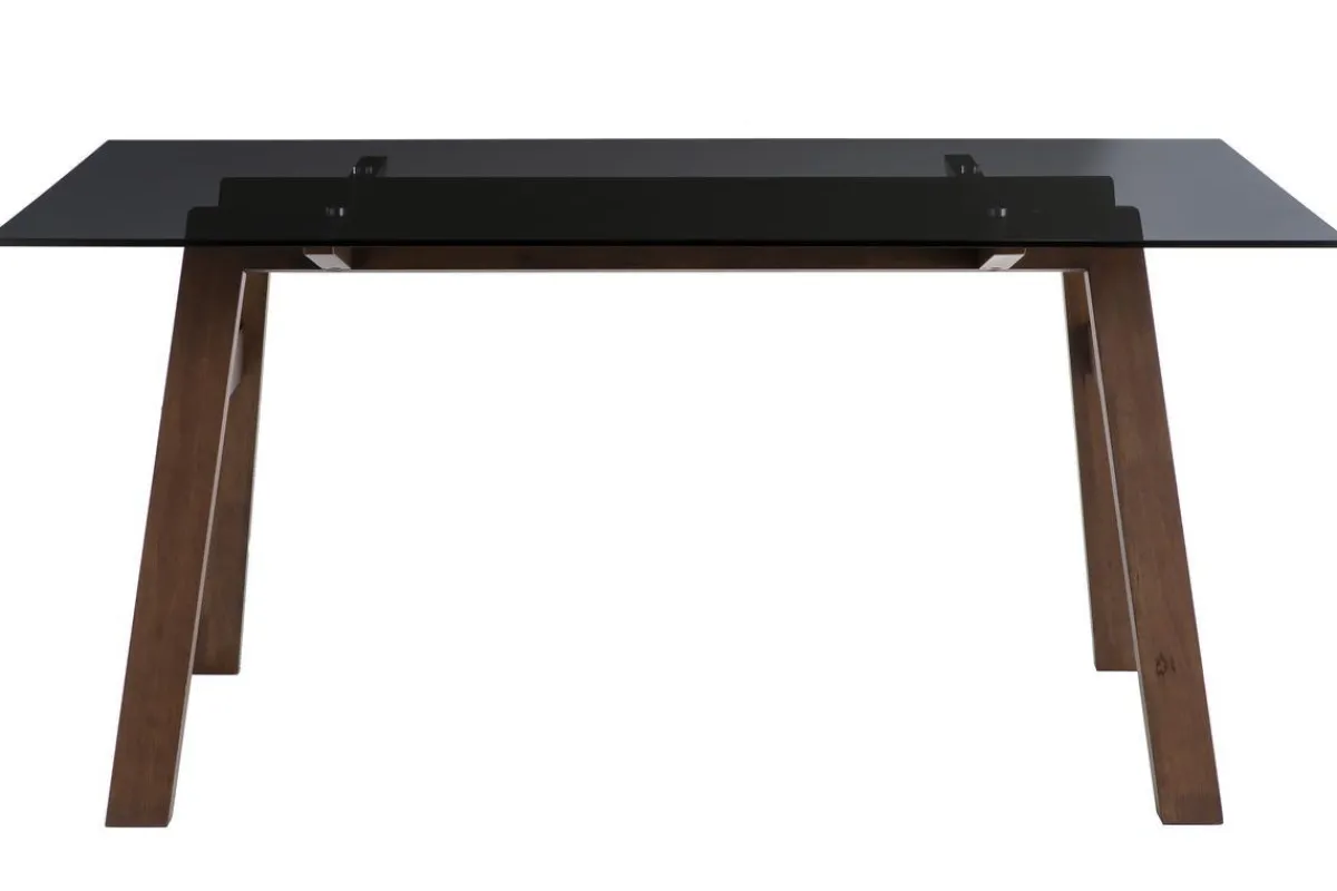 Miliboo Designer-Esstisch aus schwarzem Rauchglas und Holz L160 cm BACCO* Esstische
