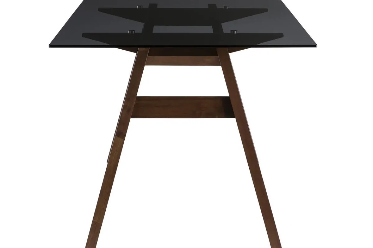 Miliboo Designer-Esstisch aus schwarzem Rauchglas und Holz L160 cm BACCO* Esstische