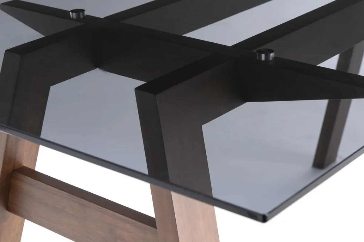 Miliboo Designer-Esstisch aus schwarzem Rauchglas und Holz L160 cm BACCO* Esstische