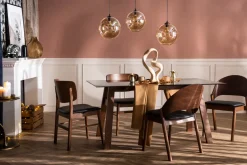 Miliboo Designer-Esstisch aus schwarzem Rauchglas und Holz L160 cm BACCO* Esstische