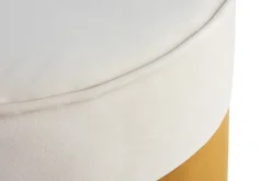 Miliboo Designer-Hocker aus cremeweißem und gelbem Samt D 40 cm DAISY* Sitzsäcke|Sitzsäcke