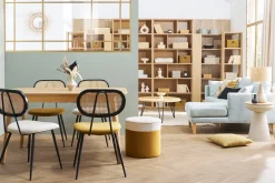 Miliboo Designer-Hocker aus cremeweißem und gelbem Samt D 40 cm DAISY* Sitzsäcke|Sitzsäcke