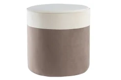 Miliboo Designer-Hocker aus cremeweißem und Taupefarbenem Samt D 40 cm DAISY* Sitzsäcke|Sitzsäcke
