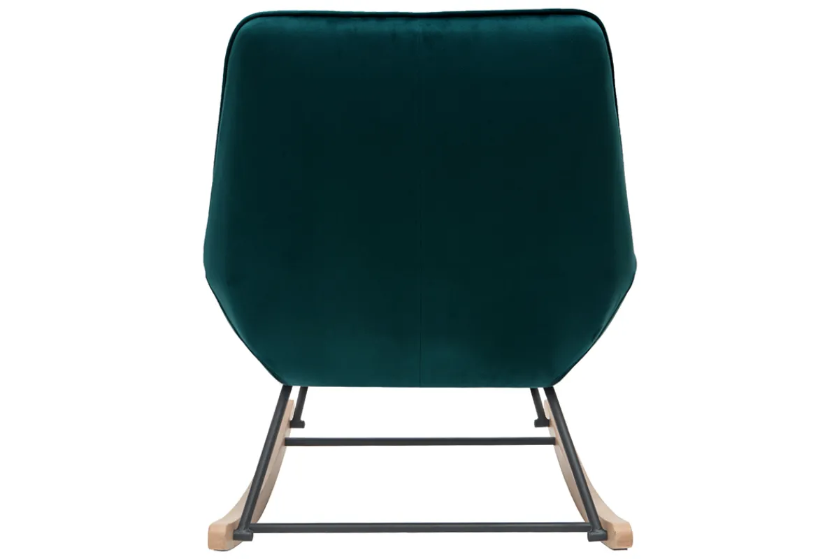 Miliboo Designer-Schaukelstuhl aus petrolblauem Samt BILLIE* Schaukelstühle|Sessel