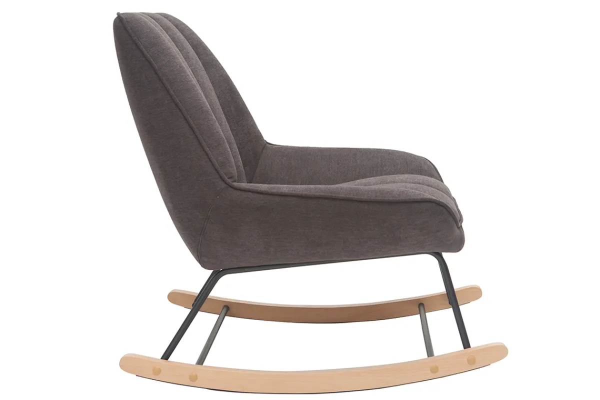 Miliboo Designer-Schaukelstuhl aus Stoff in dunkelgrauem Samteffekt BILLIE* Design-sessel|Schaukelstühle