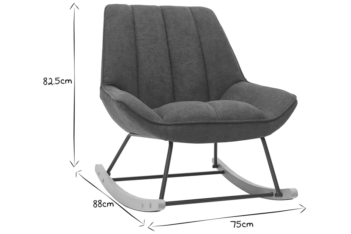 Miliboo Designer-Schaukelstuhl aus Stoff in dunkelgrauem Samteffekt BILLIE* Design-sessel|Schaukelstühle