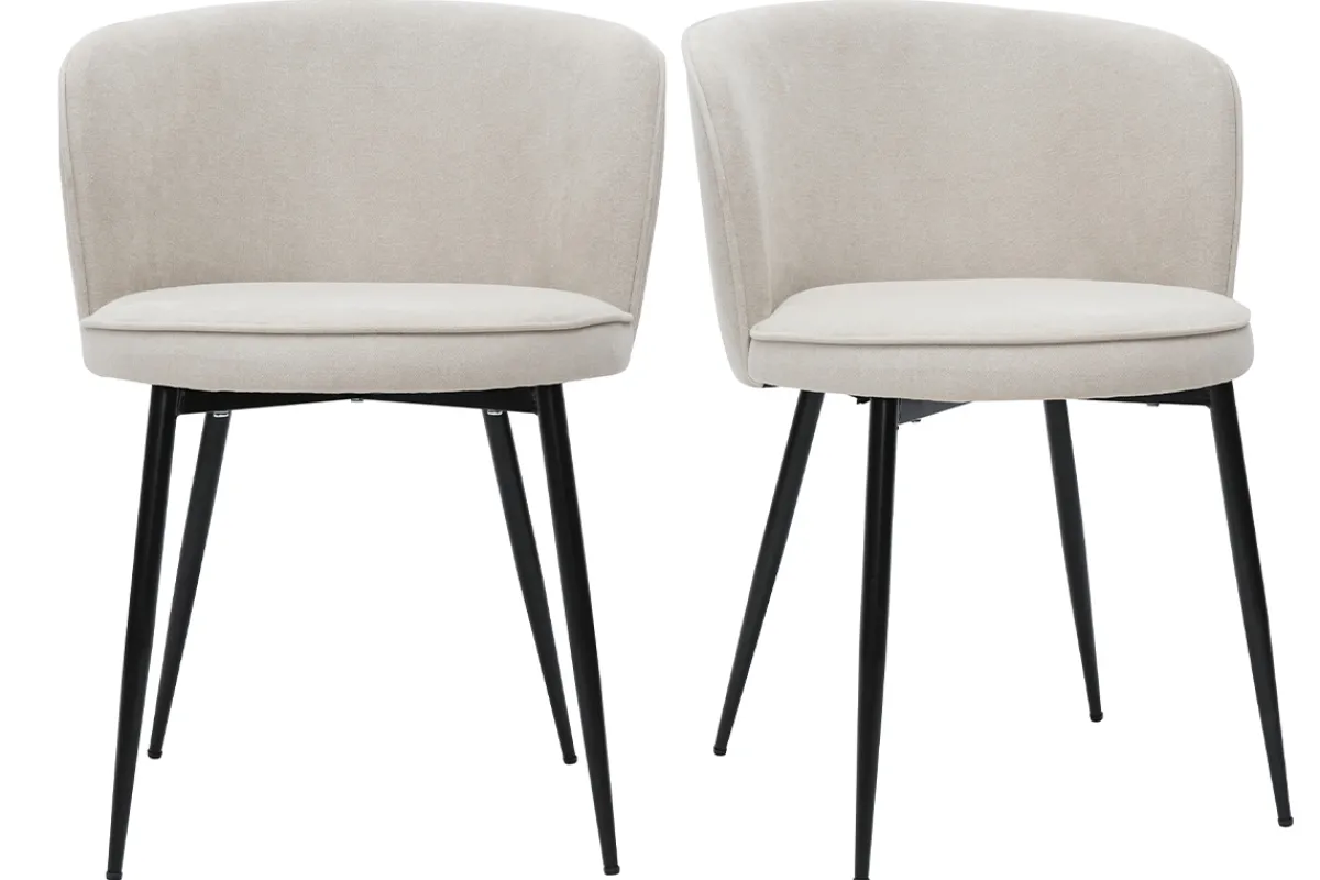 Miliboo Designer-Stühle aus beigem Stoff mit Samteffekt 2er-Set SERIF* Design-stühle