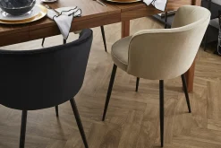 Miliboo Designer-Stühle aus beigem Stoff mit Samteffekt 2er-Set SERIF* Design-stühle