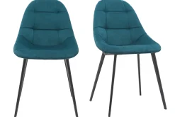 Miliboo Designer-Stühle aus petrolblauem Samt und Metall (2er-Set) COX* Design-stühle