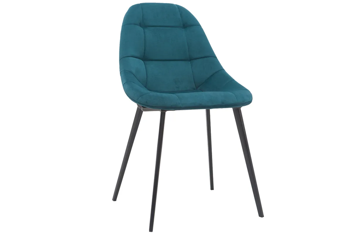 Miliboo Designer-Stühle aus petrolblauem Samt und Metall (2er-Set) COX* Design-stühle