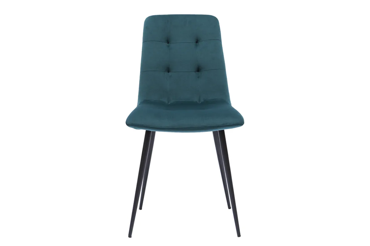 Miliboo Designer-Stühle gepolstert aus petrolblauem Samt und schwarzem Metall 2er-Set ESCAPE* Design-stühle