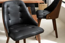 Miliboo Designer-Stuhl in schwarz und dunklem Holz FLUFFY* Design-sessel|Design-stühle