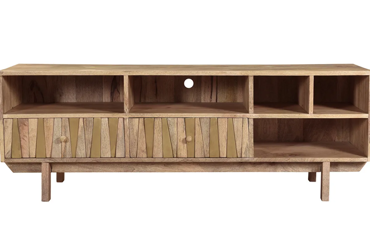 Miliboo Designer-TV-Schrank Mangoholz und Messing ZAIKA* Tv-lowboards