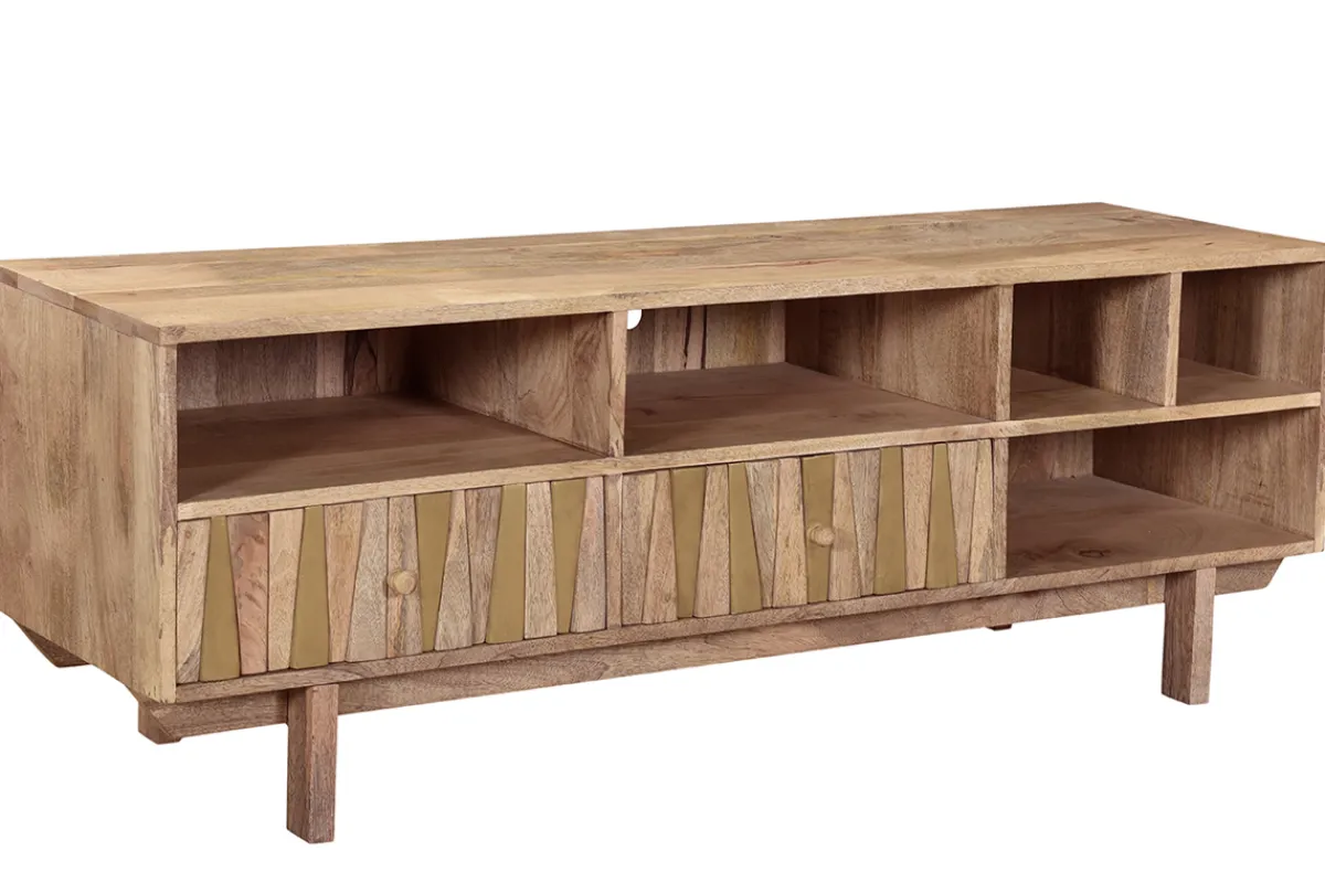 Miliboo Designer-TV-Schrank Mangoholz und Messing ZAIKA* Tv-lowboards
