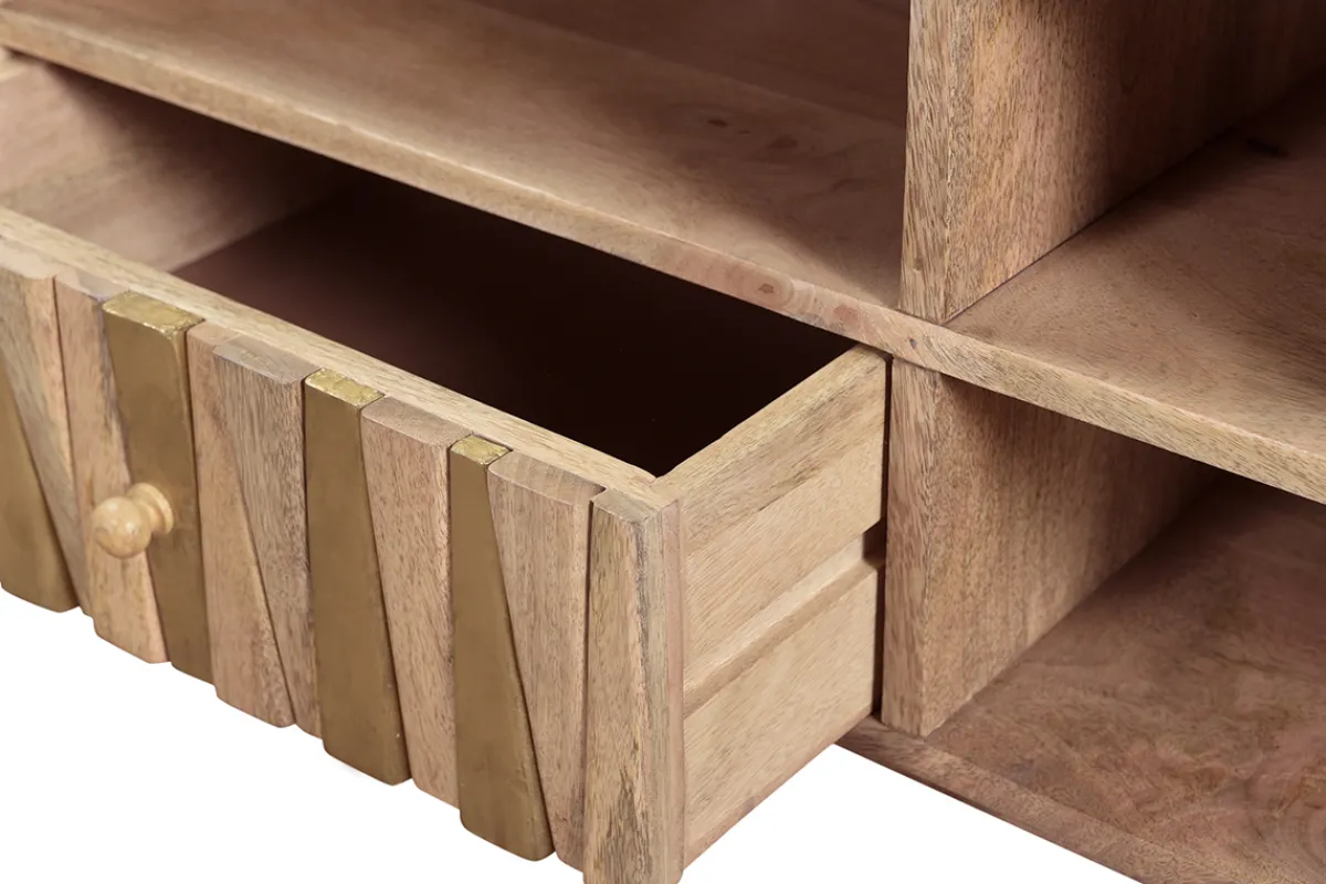 Miliboo Designer-TV-Schrank Mangoholz und Messing ZAIKA* Tv-lowboards
