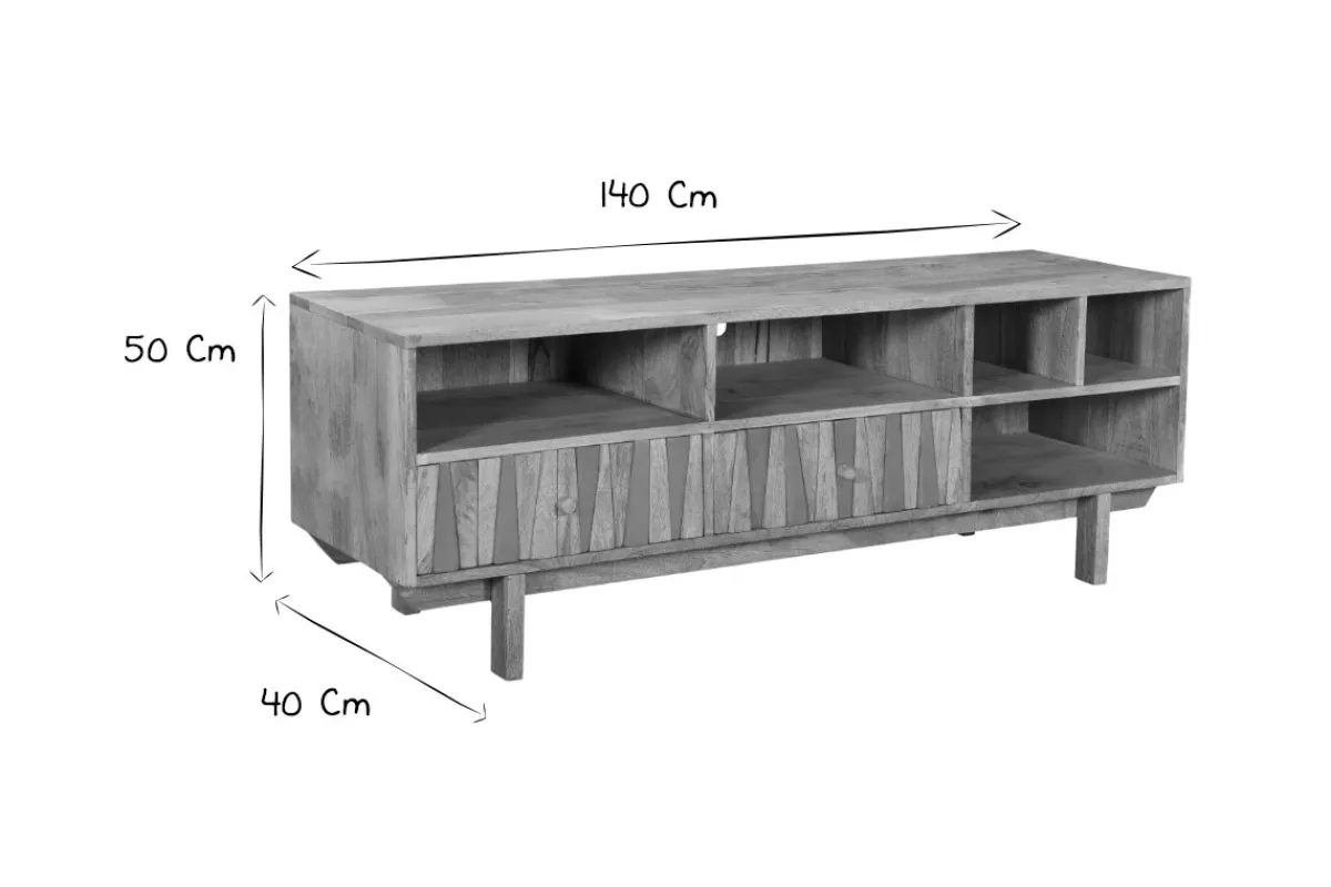Miliboo Designer-TV-Schrank Mangoholz und Messing ZAIKA* Tv-lowboards