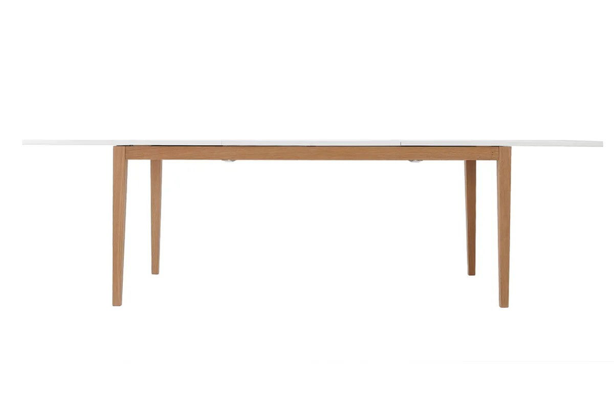 Miliboo Design-Esstisch ausziehbar Weiß Füße Holz L180-260 DELAH* Ausziehtische