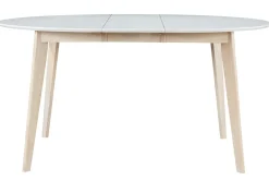 Miliboo Design-Esstisch rund ausziehbar Weiß und Holz L120-150 LEENA* Ausziehtische