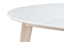 Miliboo Design-Esstisch rund ausziehbar Weiß und Holz L120-150 LEENA* Ausziehtische