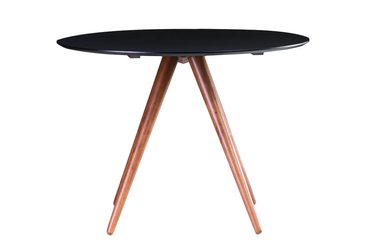 Miliboo Design-Esstisch rund Nussbaum und Schwarz D106 WALFORD* Esstische