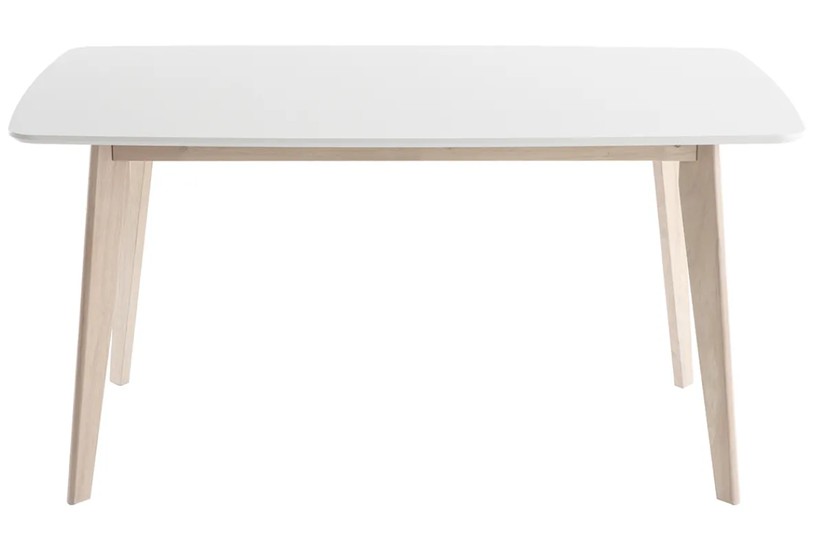 Miliboo Design-Esstisch Weiß und helles Holz L150 LEENA* Esstische